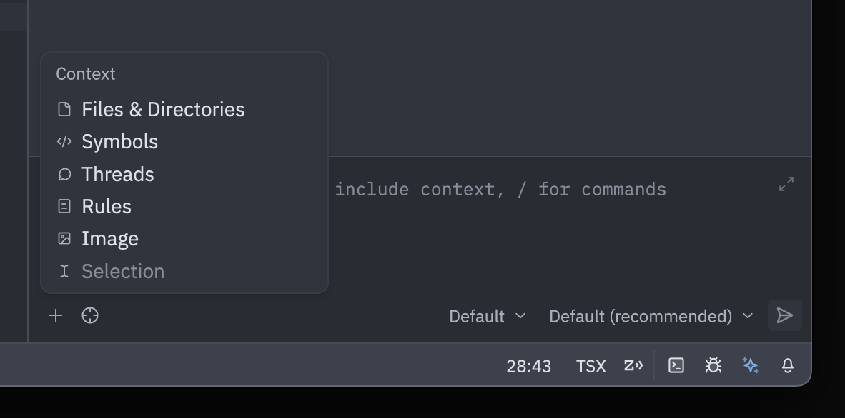 Agent Context Menu for Quick Additions