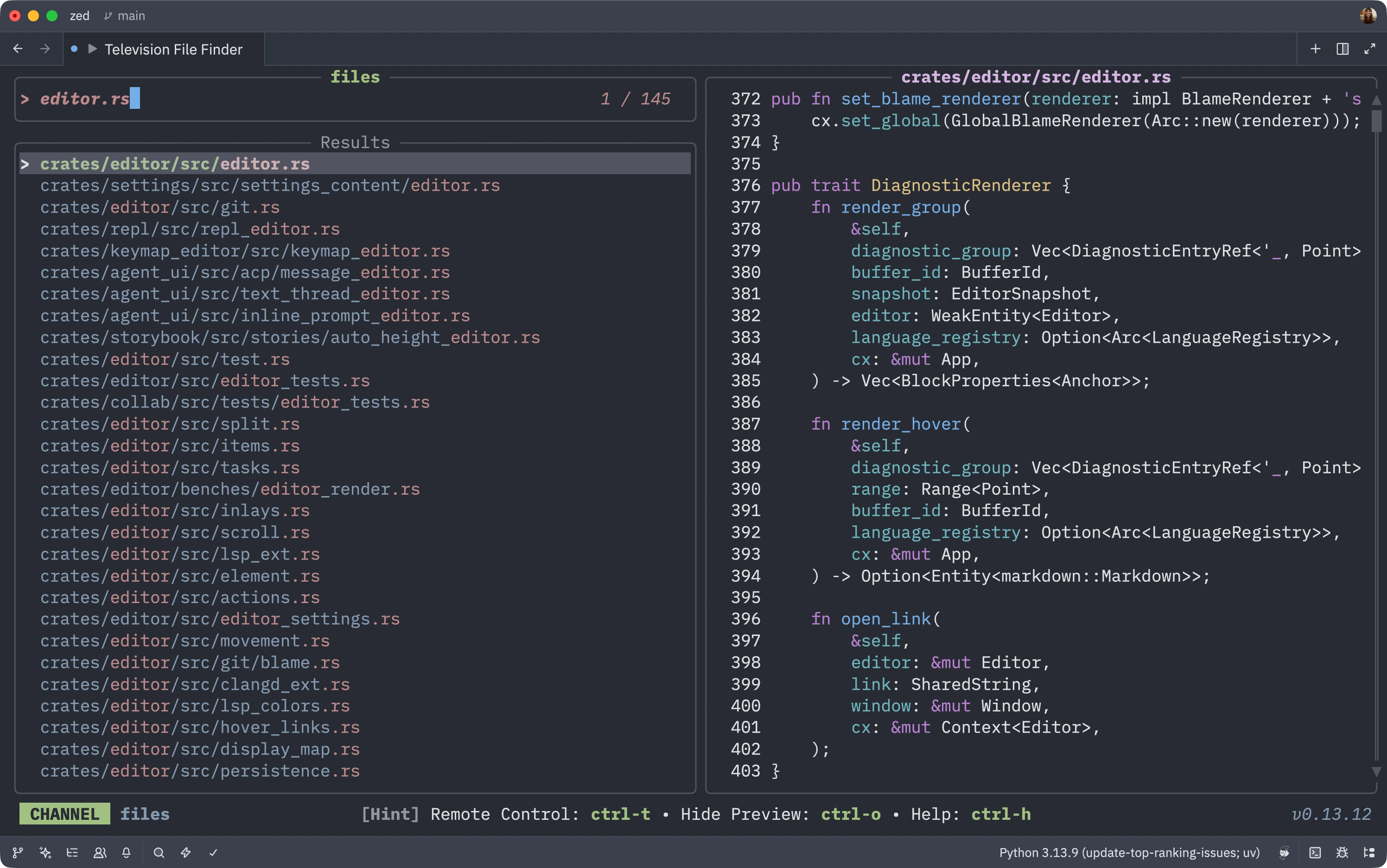 Use Television as a Fuzzy Finder